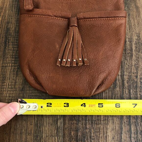 Osgoode Marley Crossbody Bag Leather Fringe Detail Exterior Zipper Pockets Brown - Picture 12 of 16